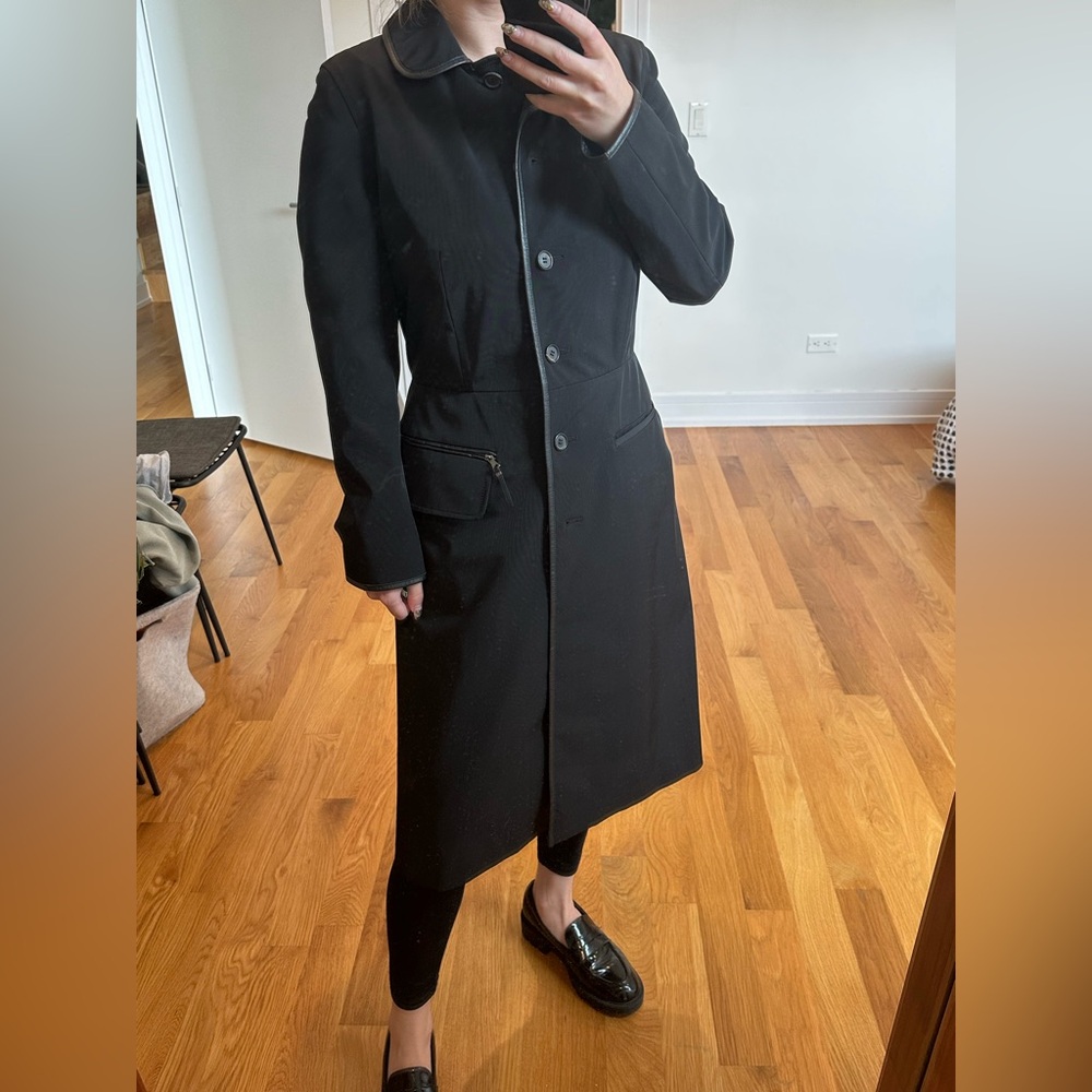 Vintage prada black trench jacket with leather trim - Picture 2 of 12